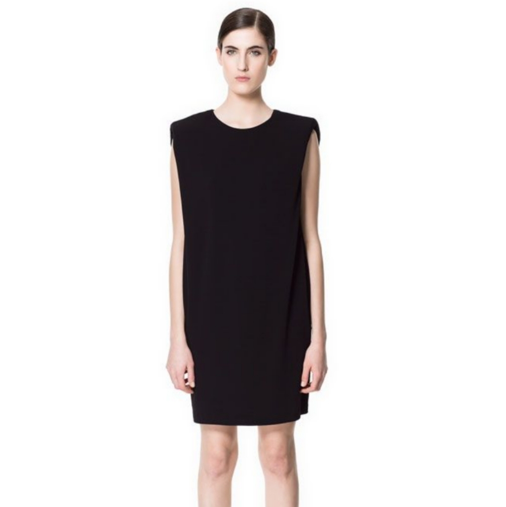 Zara Black Sleeveless Sheath Boxy Black Dress Size Small